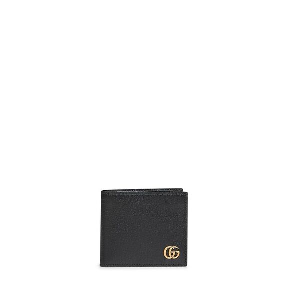 Gucci Men Black Gg Marmont Bi-Fold Card Case Wallet